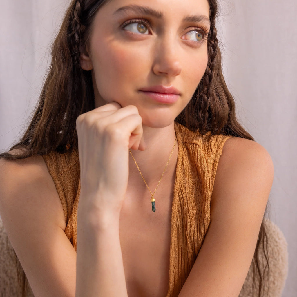 Agate Quartz Necklace Silver 18K Gold Plated