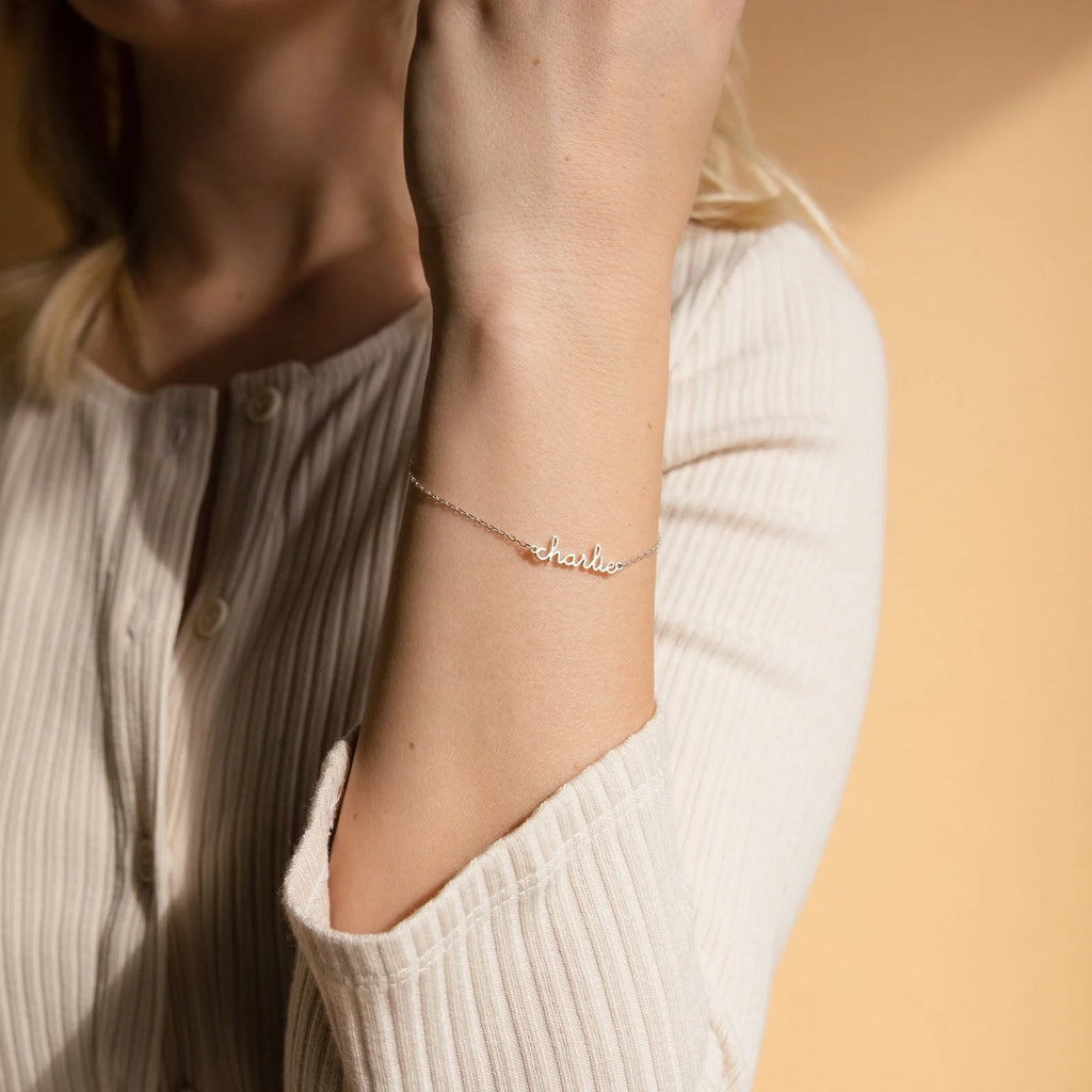 Dainty Tiny Name Bracelet Silver 18K Gold Plated