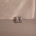 Diamonds Ribbed Pave Huggies Silver 18K Gold Plated