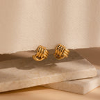 Bold Triple Knot Studs Silver 18K Gold Plated