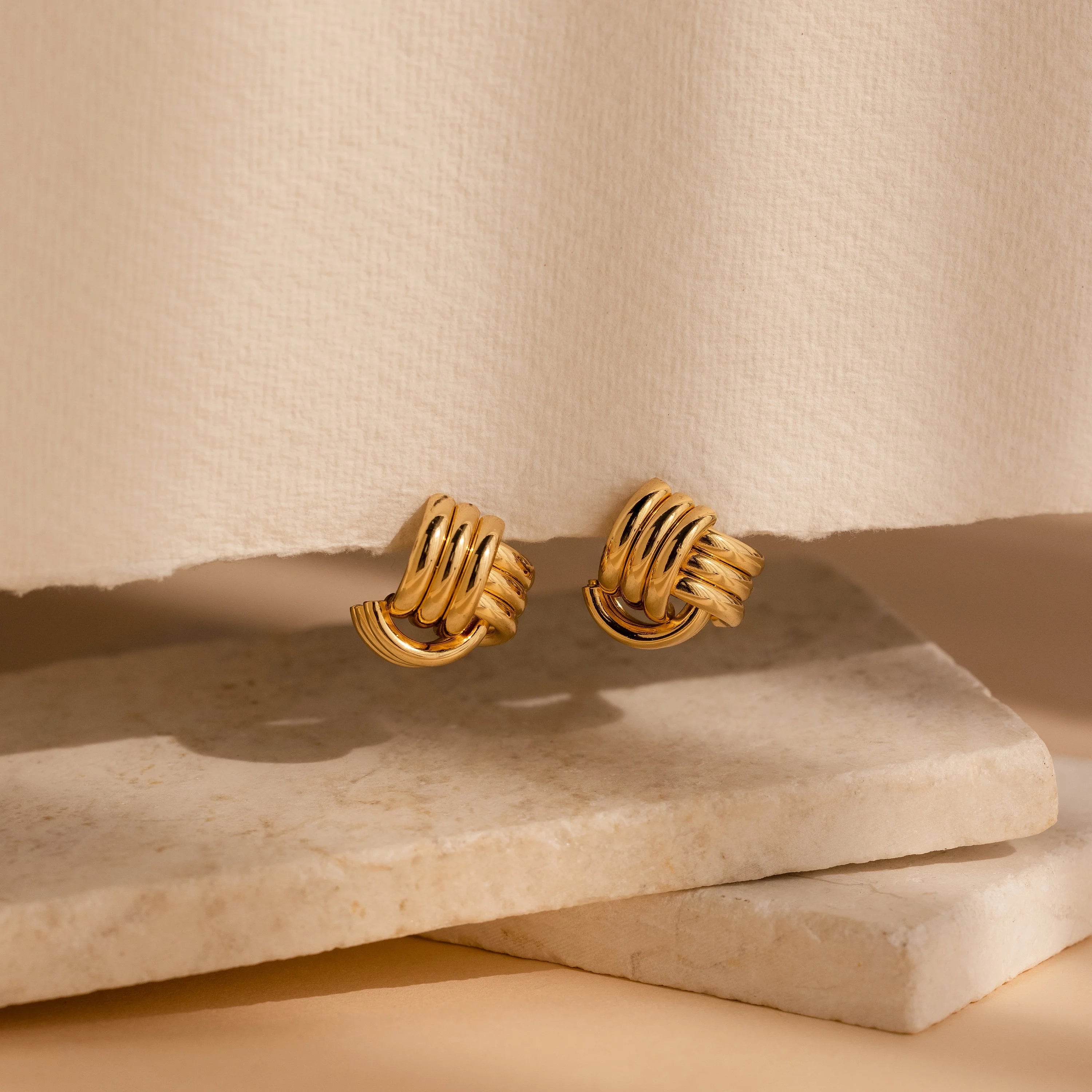 Bold Triple Knot Studs Silver 18K Gold Plated