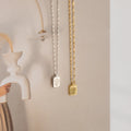 Ribbed Birth Flower Tag Necklace Silver 18K Gold Plated