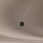 Diamonds Onyx Star Pendant Necklace Silver 18K Gold Plated