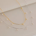 Pearl Station Necklace Silver 18K Gold Plated