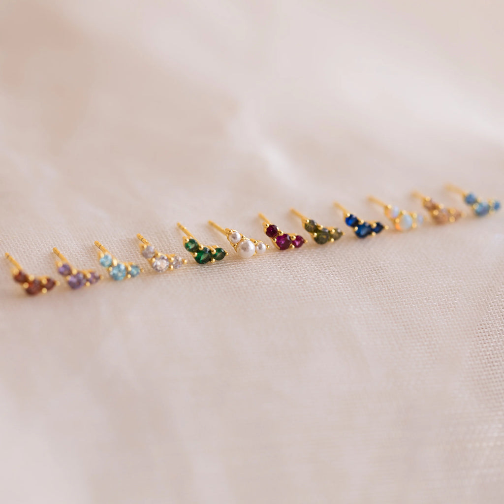 Blue Zircon Studs Silver 18K Gold Plated