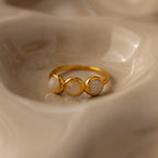 Moonstone Cluster Ring Silver 18K Gold Plated