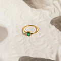 Harley Emerald Ring Silver 18K Gold Plated