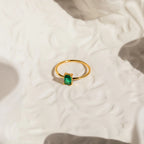 Harley Emerald Ring Silver 18K Gold Plated