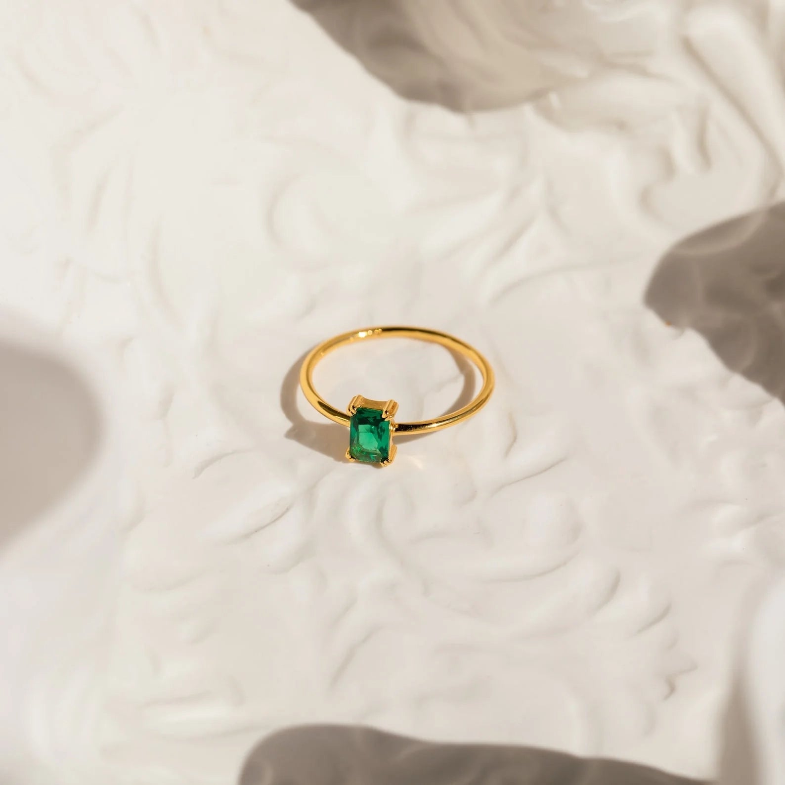 Harley Emerald Ring Silver 18K Gold Plated
