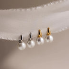 Dome Pearl Huggies Silver 18K Gold Plated