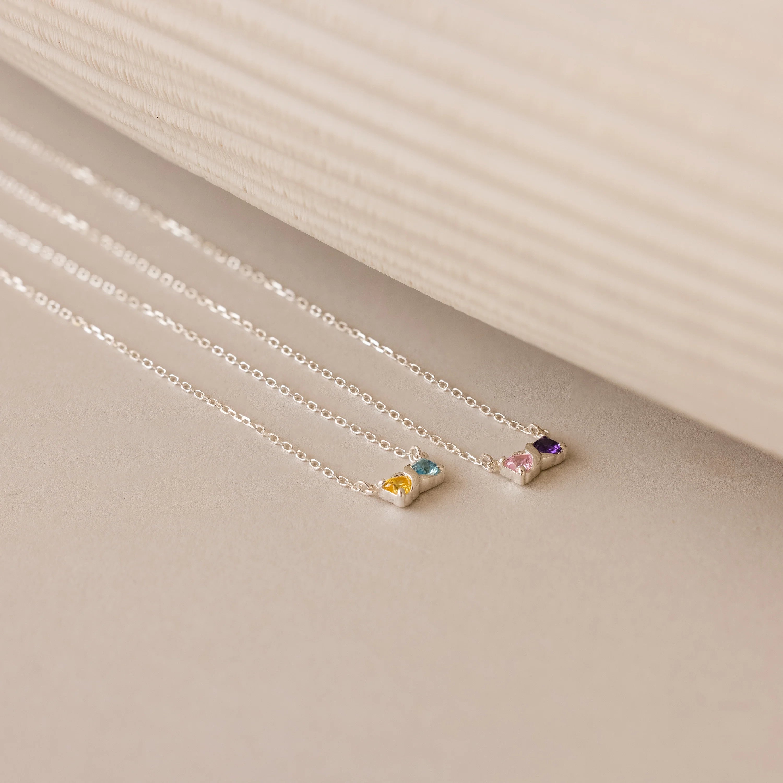 Toi et Moi Infinity Heart Birthstone Necklace Silver 18K Gold Plated