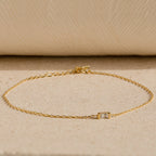 Baguette Cut Birthstone Bracelet Silver 18K Gold Plated