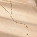 Pearl Station Lariat Necklace Silver 18K Gold Plated