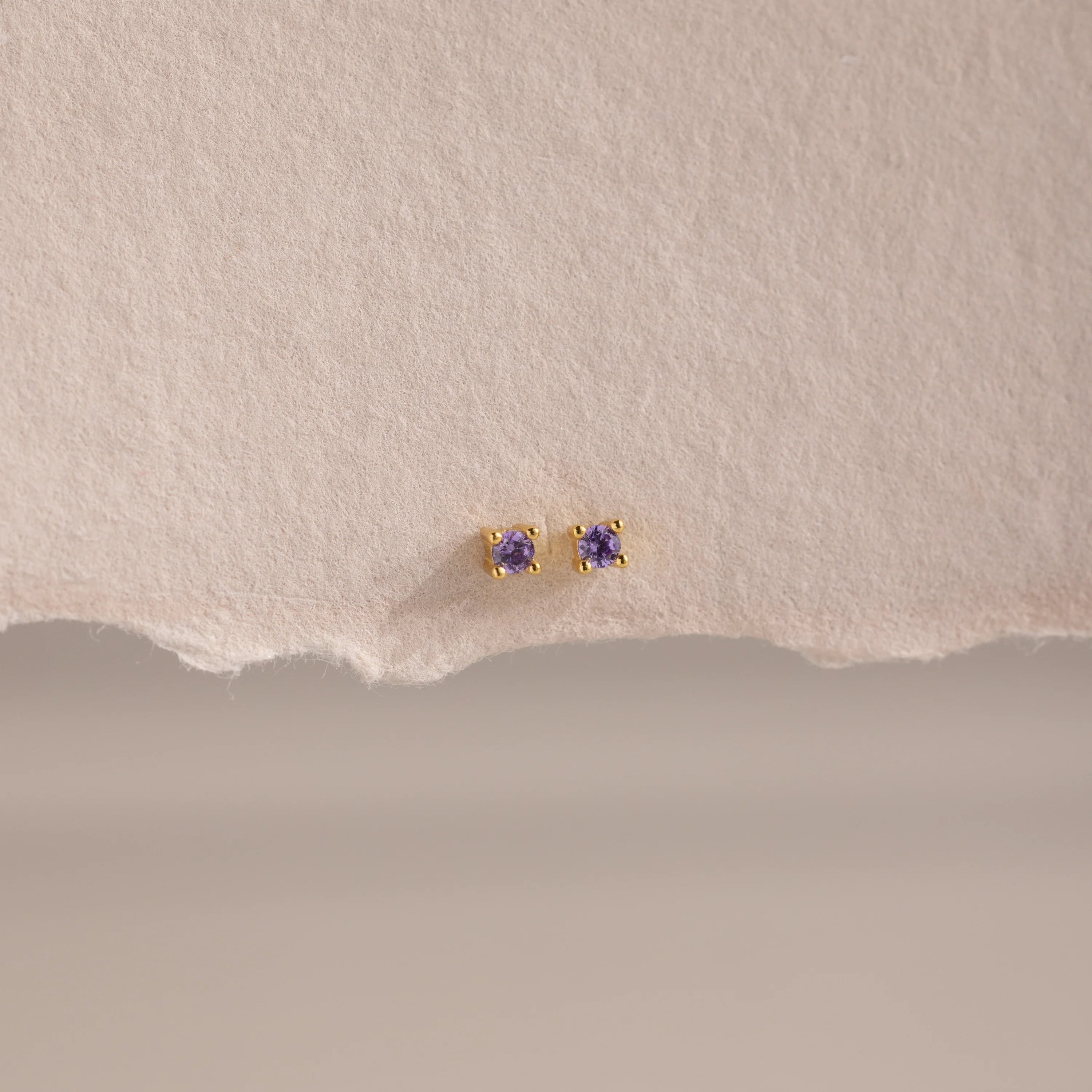 Amethyst Flatback Studs Silver 18K Gold Plated