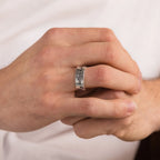 Thick Handwriting Band Silver 18K Gold Plated