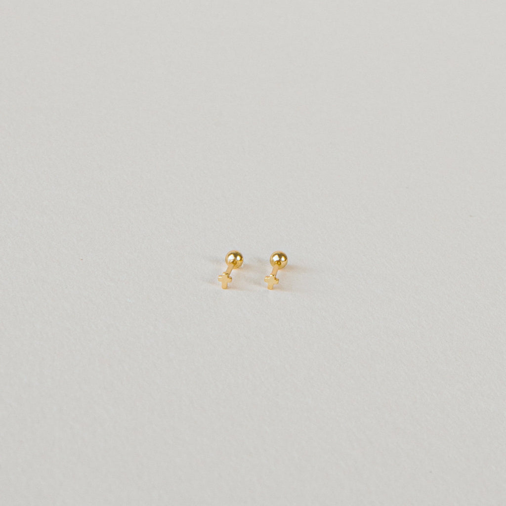 Tiny Cross Studs Silver 18K Gold Plated