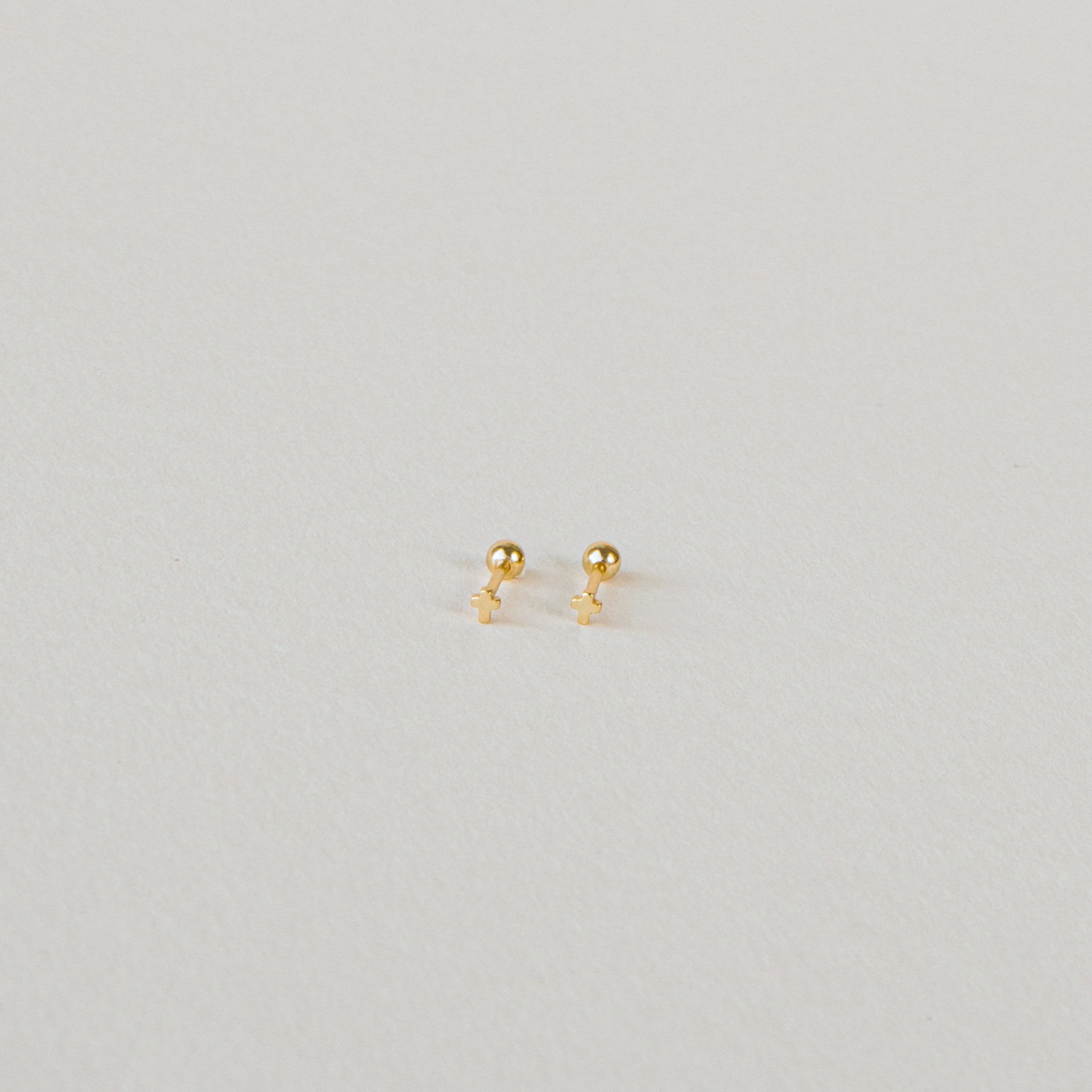 Tiny Cross Studs Silver 18K Gold Plated