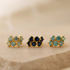 Triple Aquamarine Huggies  Silver 18K Gold Plated