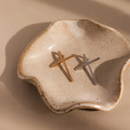 Diamond Pave Cross Charm Silver 18K Gold Plated