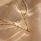 Pearl & Diamond Duo Necklace Silver 18K Gold Plated