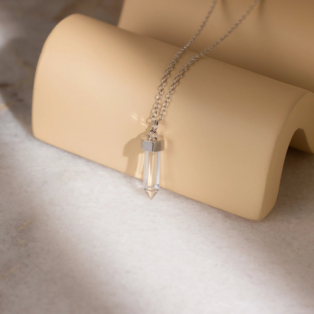 Clear Quartz Hexagonal Pendant Necklace