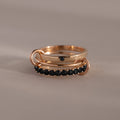 Onyx Triple Linked Ring Set Silver 18K Gold Plated