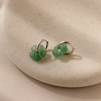 Jade Flower Hoops Silver 18K Gold Plated