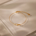 Diamond Pave Duo Link Pendant Bracelet Silver 18K Gold Plated