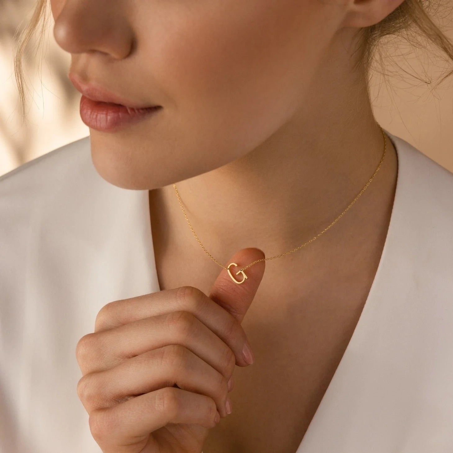 Mini Sideways Initial Necklace Silver 18K Gold Plated