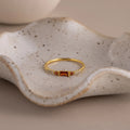 Dainty Baguette Garnet Ring Silver 18K Gold Plated