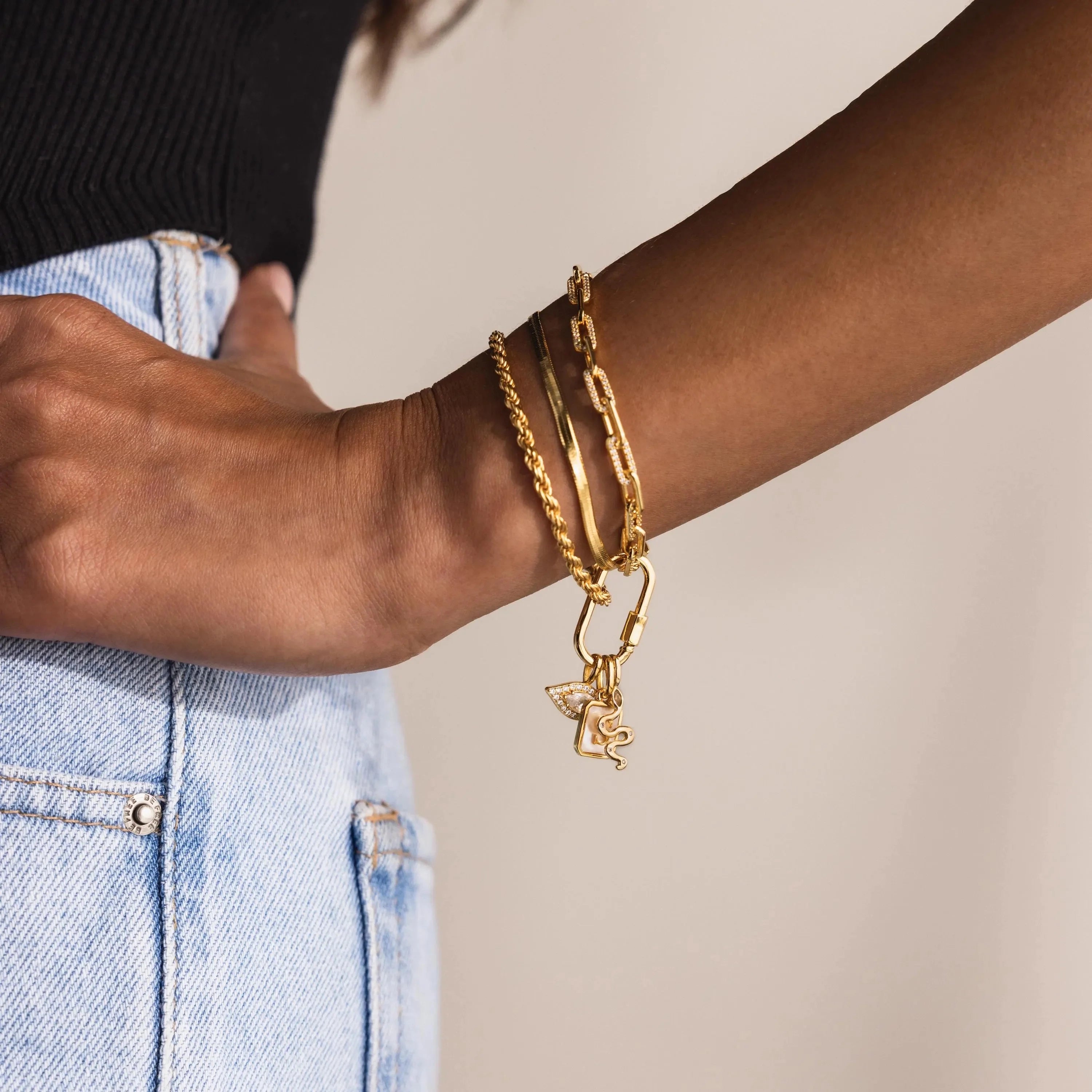 Viper Snake Charm Silver 18K Gold Plated
