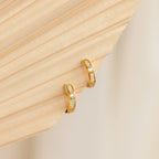 Opal Inlay Diamond Huggies Silver 18K Gold Plated
