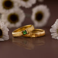Ribbed Emerald Band Silver 18K Gold Plated