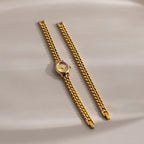 Oval  Face Timepiece Set Silver 18K Gold Plated