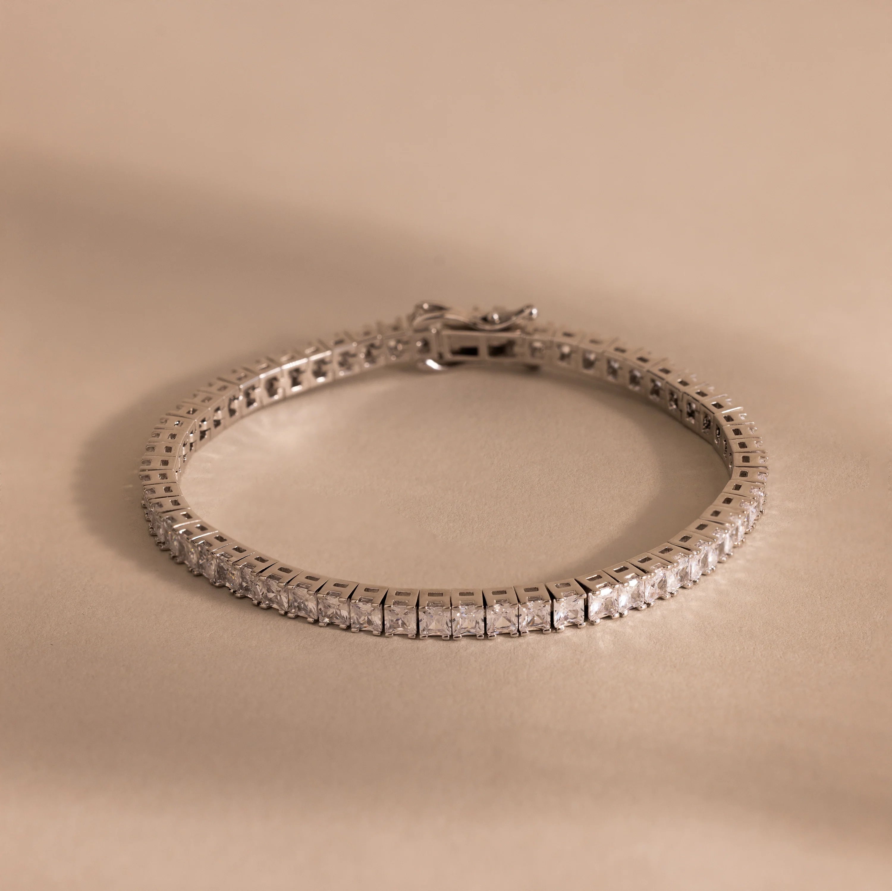 Princess Diamond Tennis Bracelet Silver 18K Gold Plated