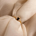 Onyx Baguette Diamond Ring Silver 18K Gold Plated
