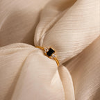 Onyx Baguette Diamond Ring Silver 18K Gold Plated