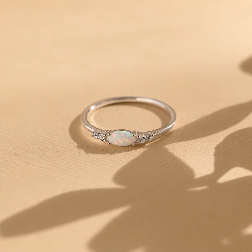 Marquise Opal and Diamond Ring