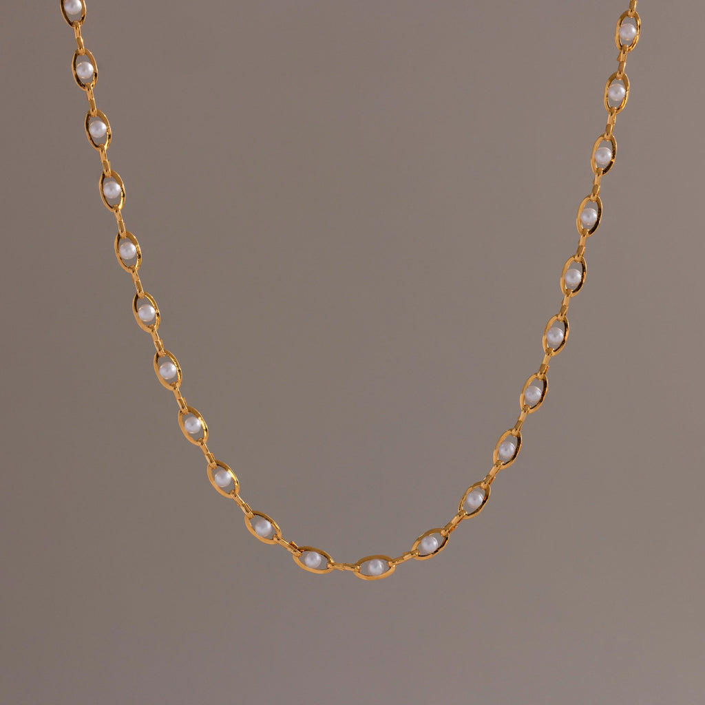 Eternity Pearl Choker Necklace Silver 18K Gold Plated