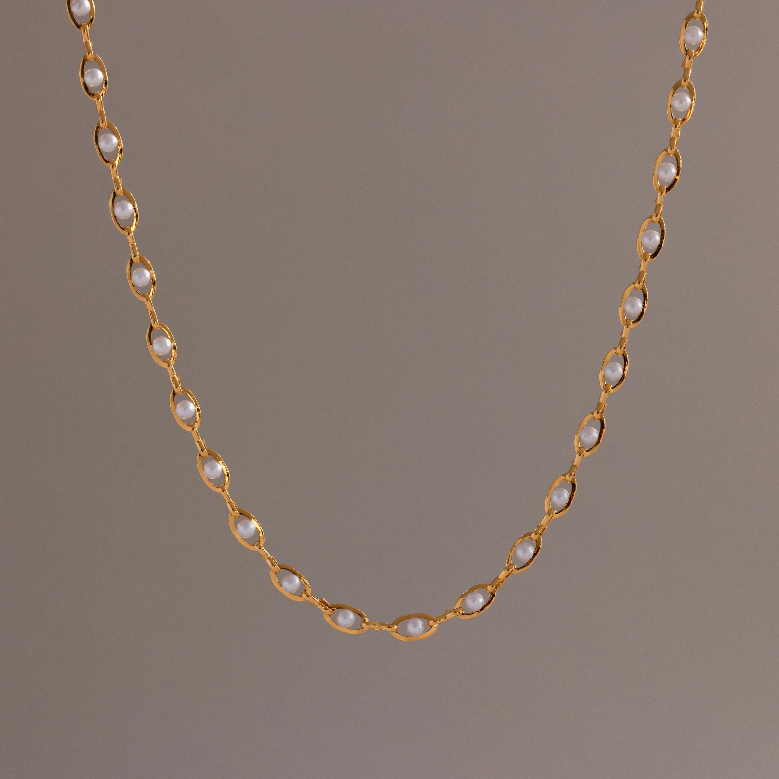 Eternity Pearl Choker Necklace Silver 18K Gold Plated