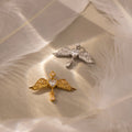 Diamond Angel Wing Charm Silver 18K Gold Plated
