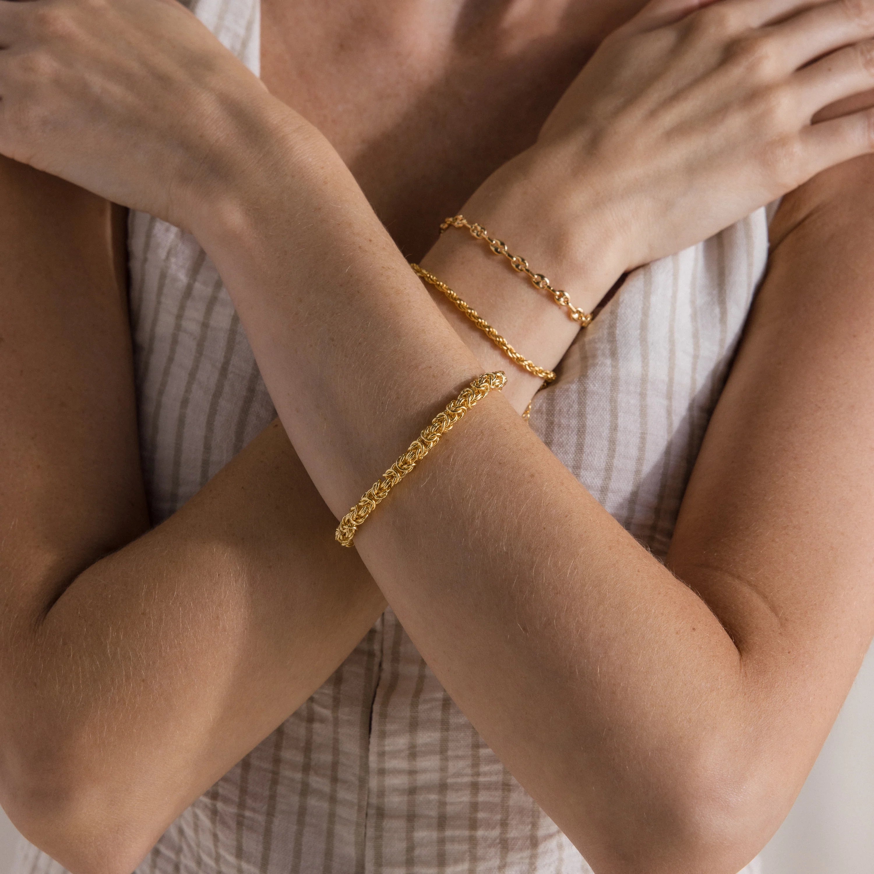 Bold Byzantine Bracelet Silver 18K Gold Plated