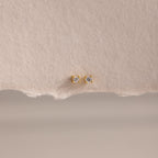 Dainty Diamond Flatback Studs Silver 18K Gold Plated