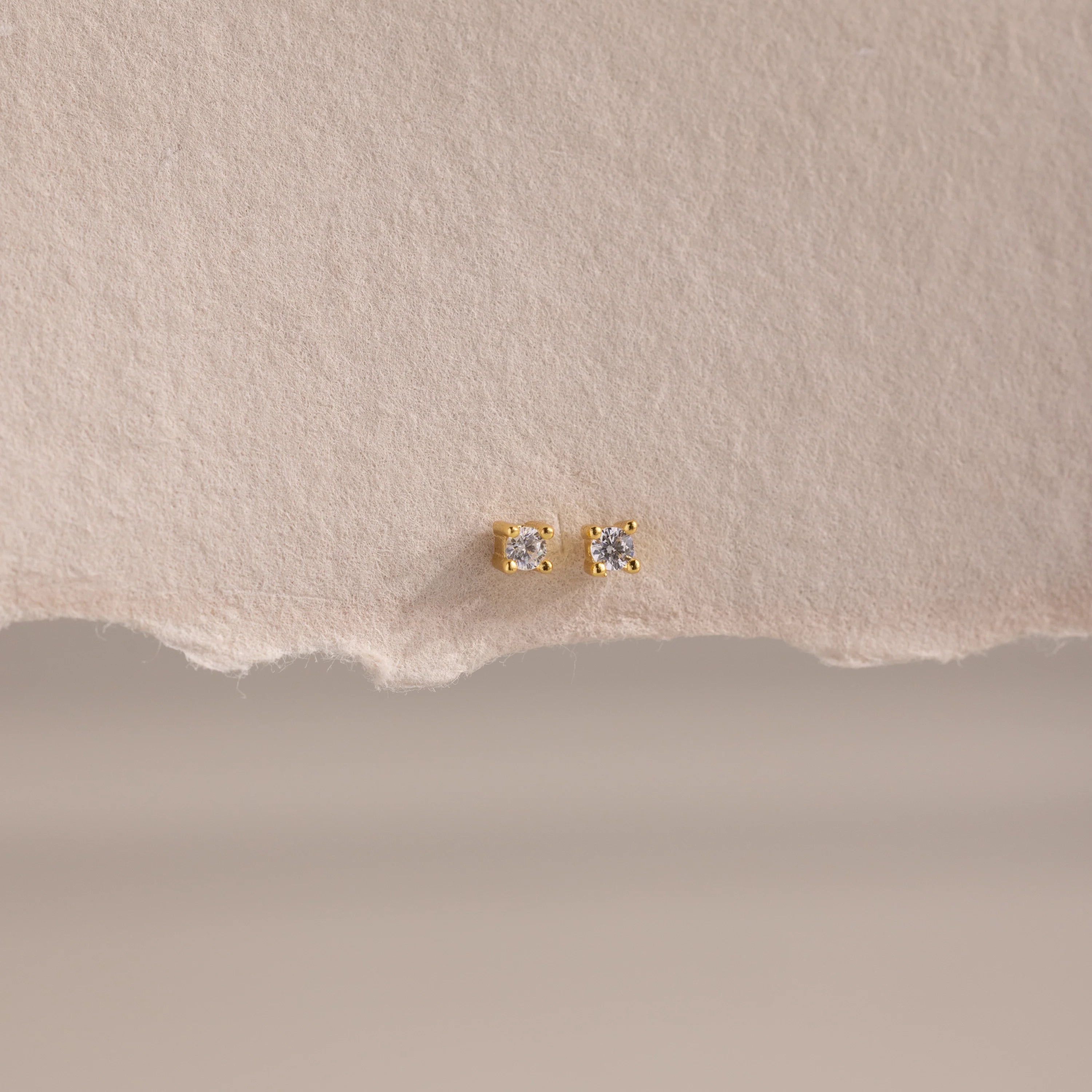 Dainty Diamond Flatback Studs Silver 18K Gold Plated