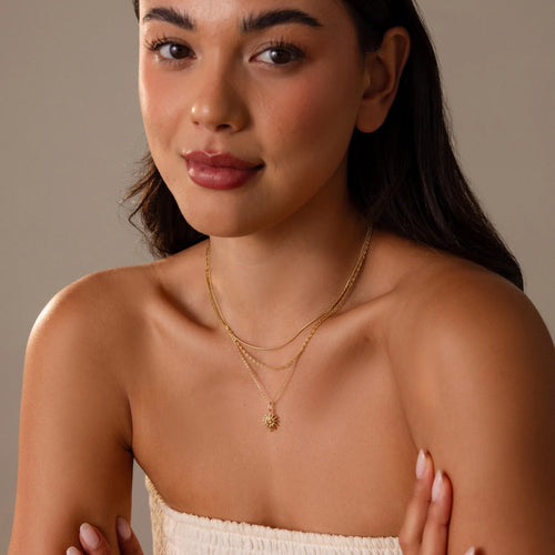 Celestial Sun Necklace Silver 18K Gold Plated