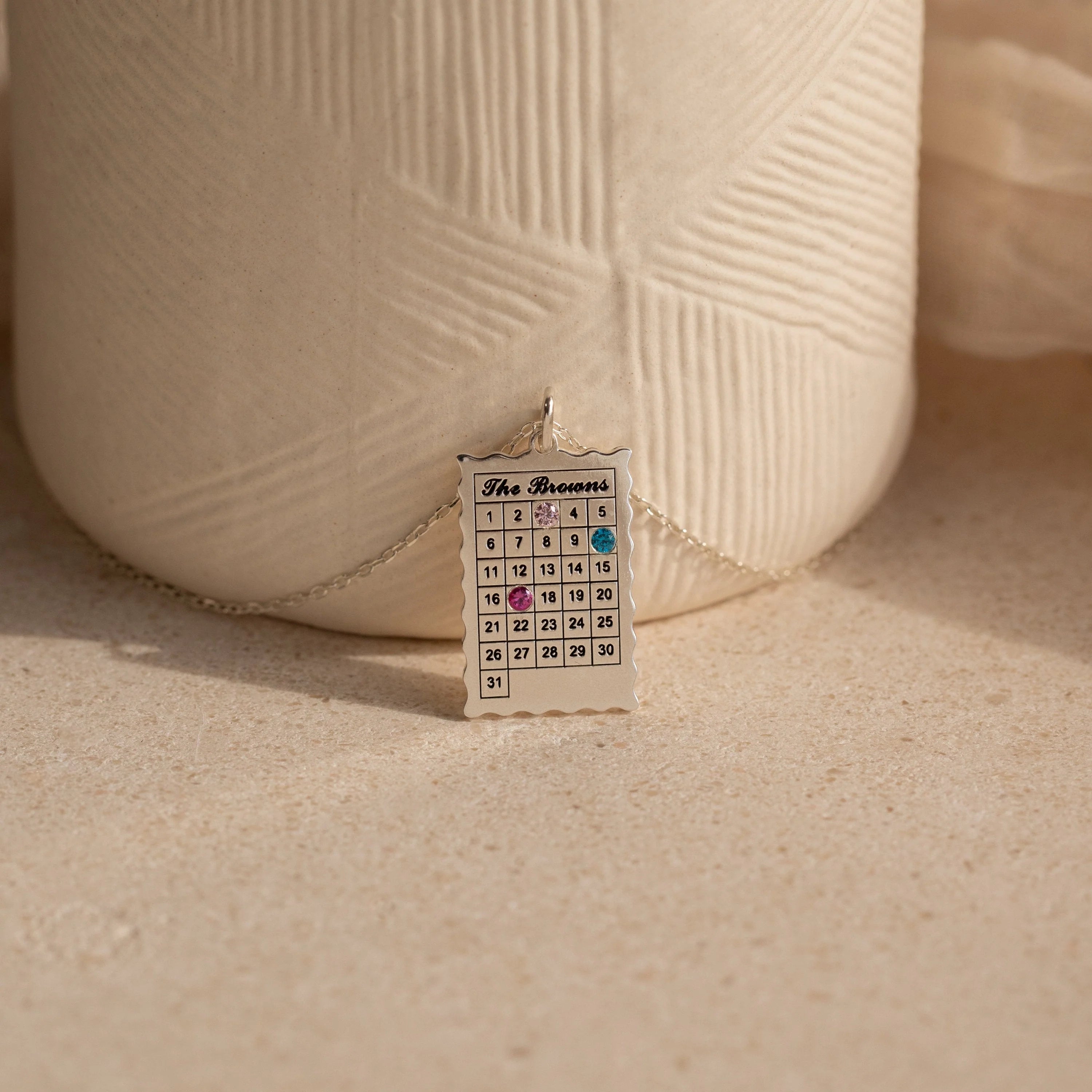 Calendar Birthstone Charm Necklace