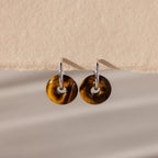 Tiger's Eye Duo Hoops Silver 18K Gold Plated