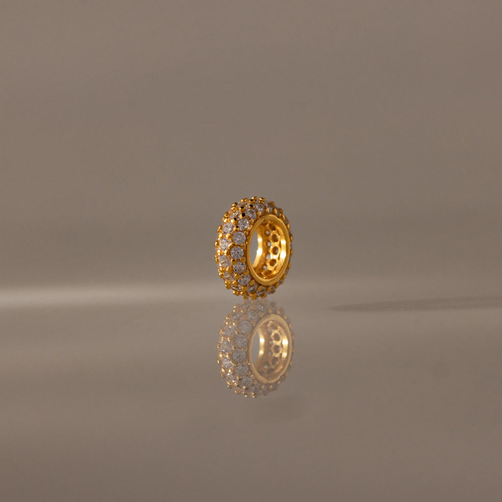 Pave Diamond Charm Spacer Silver 18K Gold Plated