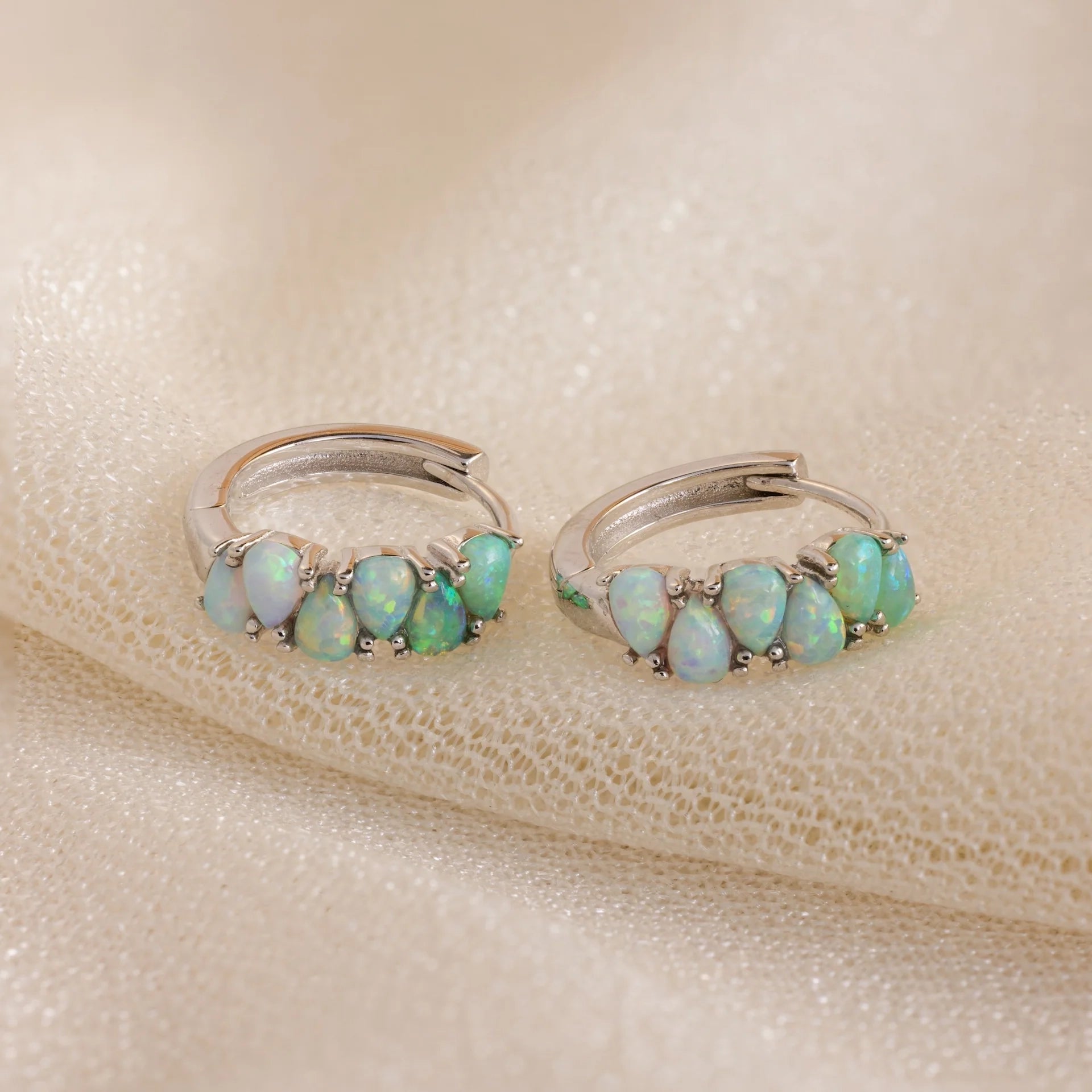 Ombre Opal Huggies Silver 18K Gold Plated
