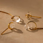 Herkimer Diamond Earrings Silver 18K Gold Plated